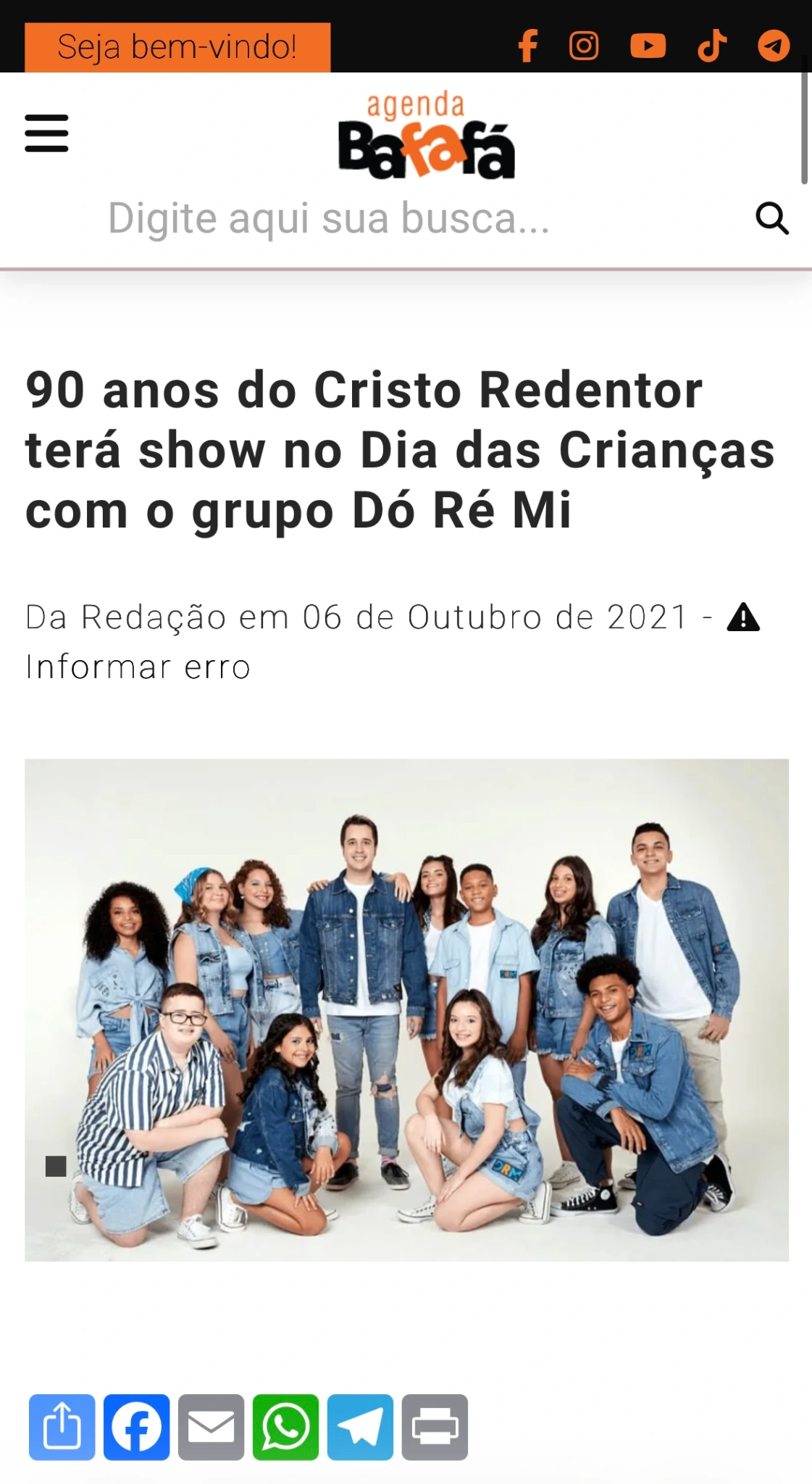 Captura de matéria do portal Bafafá