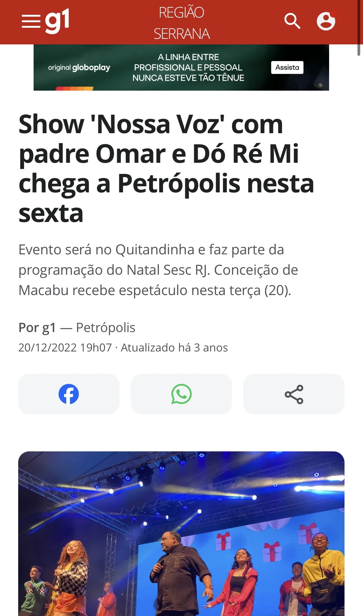 Captura da reportagem publicada no g1